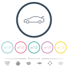 Car trunk open dashboard indicator flat color icons in round outlines. 6 bonus icons included. - Car trunk open dashboard indicator flat color icons in round outlines