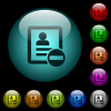 Remove contact icons in color illuminated glass buttons - Remove contact icons in color illuminated spherical glass buttons on black background. Can be used to black or dark templates