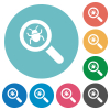 Bug tracking flat white icons on round color backgrounds - Bug tracking flat round icons