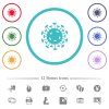 Corona virus flat color icons in circle shape outlines - Corona virus flat color icons in circle shape outlines. 12 bonus icons included.