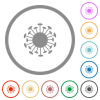 Corona virus flat icons with outlines - Corona virus flat color icons in round outlines on white background