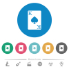 King of spades card flat round icons - King of spades card flat white icons on round color backgrounds. 6 bonus icons included.