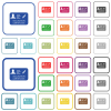 Vaccination certificate outlined flat color icons - Vaccination certificate color flat icons in rounded square frames. Thin and thick versions included.