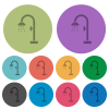 Shower darker flat icons on color round background - Shower color darker flat icons