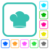 Chef hat vivid colored flat icons in curved borders on white background - Chef hat vivid colored flat icons