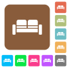 Sofa flat icons on rounded square vivid color backgrounds. - Sofa rounded square flat icons