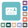 Vaccination certificate white flat icons on color rounded square backgrounds - Vaccination certificate rounded square flat icons