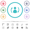 Syncronize contacts flat color icons in circle shape outlines. 12 bonus icons included. - Syncronize contacts flat color icons in circle shape outlines