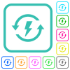 Renewable energy vivid colored flat icons in curved borders on white background - Renewable energy vivid colored flat icons