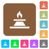 Kitchen gas stove flat icons on rounded square vivid color backgrounds. - Kitchen gas stove rounded square flat icons