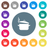 Steaming pot with lid flat white icons on round color backgrounds - Steaming pot with lid flat white icons on round color backgrounds. 17 background color variations are included.