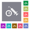 Vaccination appointment flat icons on simple color square backgrounds - Vaccination appointment square flat icons