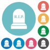 Tombstone with RIP flat white icons on round color backgrounds - Tombstone with RIP flat round icons