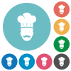 Master chef with mustache flat white icons on round color backgrounds - Master chef with mustache flat round icons