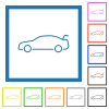 Car trunk open dashboard indicator flat color icons in square frames on white background - Car trunk open dashboard indicator flat framed icons