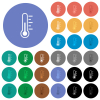 Thermometer medium temperature multi colored flat icons on round backgrounds. Included white, light and dark icon variations for hover and active status effects, and bonus shades. - Thermometer medium temperature round flat multi colored icons