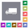 Freight car square flat icons - Freight car flat icons on simple color square backgrounds