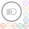 Dipped beam lights flat icons with outlines - Dipped beam lights flat color icons in round outlines on white background