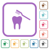 Toothbrushing simple icons in color rounded square frames on white background - Toothbrushing simple icons