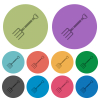 Pitchfork darker flat icons on color round background - Pitchfork color darker flat icons
