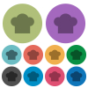 Chef hat darker flat icons on color round background - Chef hat color darker flat icons