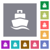 Cruise ship square flat icons - Cruise ship flat icons on simple color square backgrounds