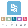 Pound Rupee money exchange white flat icons on color rounded square backgrounds. 6 bonus icons included - Pound Rupee money exchange flat icons on color rounded square backgrounds