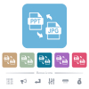 PPT JPG file conversion flat icons on color rounded square backgrounds - PPT JPG file conversion white flat icons on color rounded square backgrounds. 6 bonus icons included