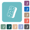 Dishwashing sponge white flat icons on color rounded square backgrounds - Dishwashing sponge rounded square flat icons