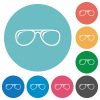 Glasses with glosses flat round icons - Glasses with glosses flat white icons on round color backgrounds