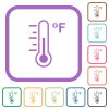 Fahrenheit thermometer medium temperature simple icons in color rounded square frames on white background - Fahrenheit thermometer medium temperature simple icons