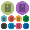 Covid-19 passport color darker flat icons - Covid-19 passport darker flat icons on color round background