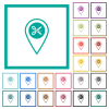 Cut GPS location flat color icons with quadrant frames on white background - Cut GPS location flat color icons with quadrant frames