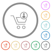 Cart owner outline flat color icons in round outlines on white background - Cart owner outline flat icons with outlines