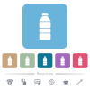 Water bottle white flat icons on color rounded square backgrounds. 6 bonus icons included - Water bottle flat icons on color rounded square backgrounds