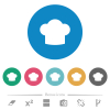 Chef hat solid flat round icons - Chef hat solid flat white icons on round color backgrounds. 6 bonus icons included.