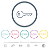 Single safety key outline flat color icons in round outlines - Single safety key outline flat color icons in round outlines. 6 bonus icons included.