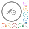 Vaccination appointment flat color icons in round outlines on white background - Vaccination appointment flat icons with outlines