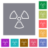 Radiation outline square flat icons - Radiation outline flat icons on simple color square backgrounds