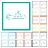 Submarine outline flat color icons with quadrant frames - Submarine outline flat color icons with quadrant frames on white background