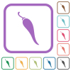 Chili pepper solid simple icons in color rounded square frames on white background - Chili pepper solid simple icons