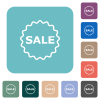 Sale badge outline white flat icons on color rounded square backgrounds - Sale badge outline rounded square flat icons