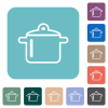 Cooking pot outline rounded square flat icons - Cooking pot outline white flat icons on color rounded square backgrounds