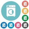 Washing machine flat white icons on round color backgrounds - Washing machine flat round icons