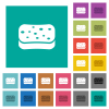 Dishwashing sponge multi colored flat icons on plain square backgrounds. Included white and darker icon variations for hover or active effects. - Dishwashing sponge square flat multi colored icons