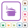 Steaming glossy pot with lid simple icons - Steaming glossy pot with lid simple icons in color rounded square frames on white background