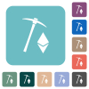 Ethereum cryptocurrency mining rounded square flat icons - Ethereum cryptocurrency mining white flat icons on color rounded square backgrounds