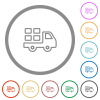 Transport outline flat icons with outlines - Transport outline flat color icons in round outlines on white background