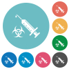 Antiviral injection flat white icons on round color backgrounds - Antiviral injection flat round icons