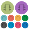 Integrated circuit alternate version color darker flat icons - Integrated circuit alternate version darker flat icons on color round background